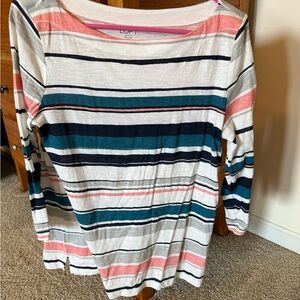 LOFT Pink and White Relaxed Blouse